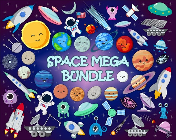 Planets SVG Mega Bundle - Solar System Clipart - Space Bundle - Cute Planets PNG - Cricut Cutting Files - Commercial Use - Instant Download