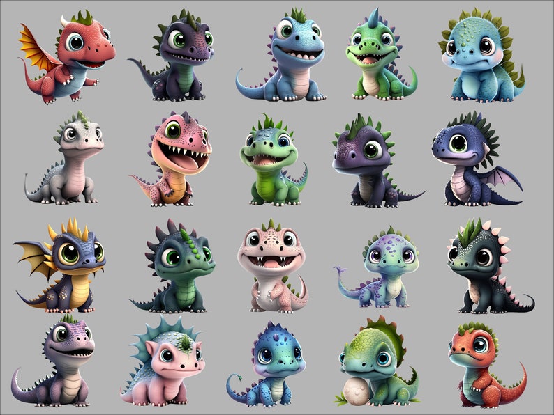 Baby Dinosaur Clipart - Digital Cute Dinos Bundle - Scrapbook Printable ...