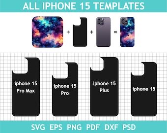 iPhone 15 Case Templates - Sublimation Template for iPhone 15 Cases - SVG PNG DXF - Cricut Vector Bundle - Iphone Plus - Iphone Pro Max
