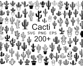 200+ Cactus SVG Bundle - Cacti PNG Bundle - Silhouette Cactus - Cricut Cutting Files - Commercial Use - Instant Download