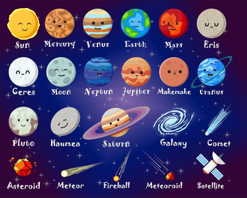 Planeten SVG Mega Bundle Sonnensystem Clipart Weltraum Bundle niedliche Planeten PNG Cricut Schneidedateien kommerzielle Nutzung Instant Download Bild 4