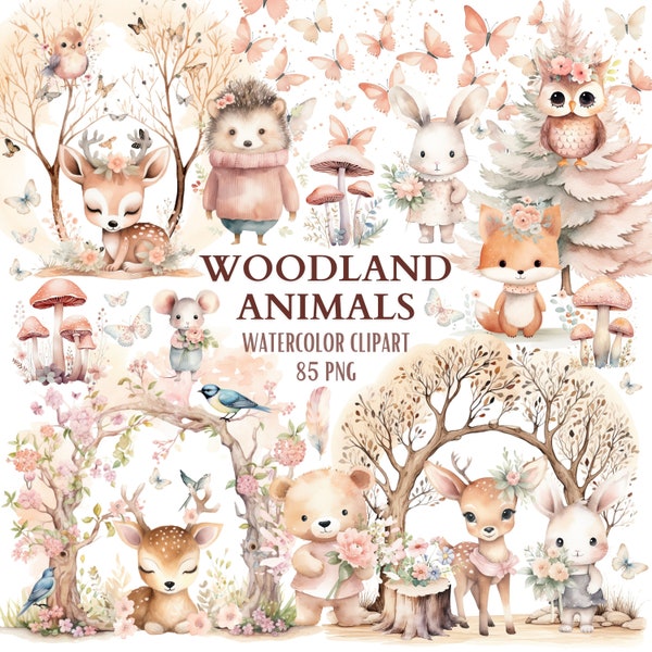 Cute Boho Woodland PNG Clipart - Pacchetto PNG trasparente Boho Woodland Animals - Cute Woodland Clipart - PNG di alta qualità - Uso commerciale