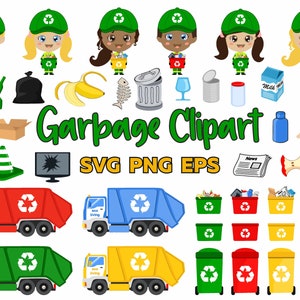 Recycling SVG Clipart - INSTANT DOWNLOAD - Garbage Bundle - Recycling Decor Elements - Earth Day - Cricut Cut Files - Commercial Use