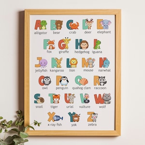 Animals Alphabet Bundle - Cute Animals PNG & SVG Clipart - Animal Alphabet Poster - Commercial Use - Instant Download