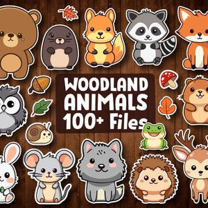 Woodland Animals SVG Clipart - Cute Forest Animals PNG Clip Art - Cricut Cutting Files - Commercial Use - Instant Download
