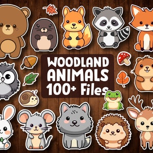 Woodland Animals SVG Clipart - Cute Forest Animals PNG Clip Art - Cricut Cutting Files - Commercial Use - Instant Download