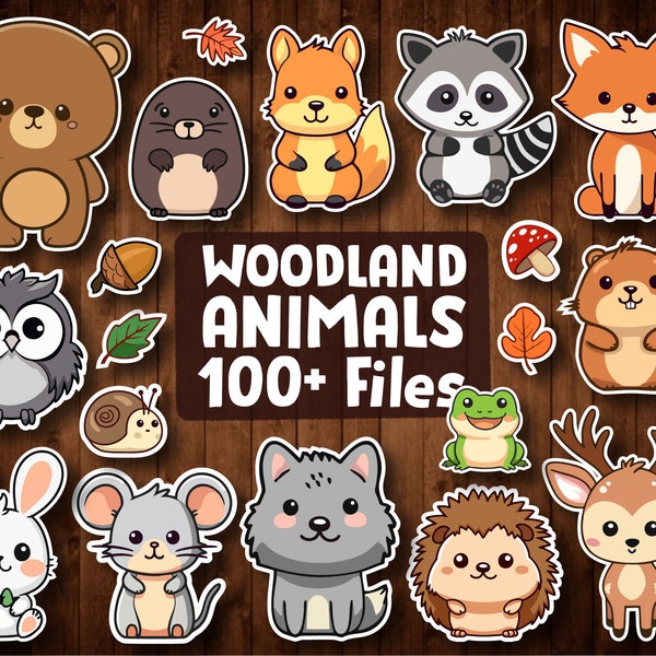 Woodland Animals SVG Clipart - Cute Forest Animals PNG Clip Art - Archivos de corte Cricut - Uso comercial - Descarga instantánea