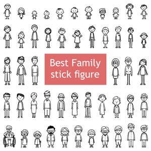 Stick Family Figures Clipart - SVG & PNG Stick People Clipart - Cricut Cut Files - Commercial Use - Instant Download - High Quality