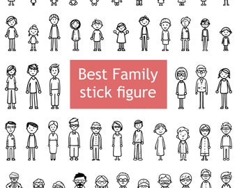 Stick Family Figures Clipart - SVG & PNG Stick People Clipart - Cricut Cut Files - Commercial Use - Instant Download - High Quality