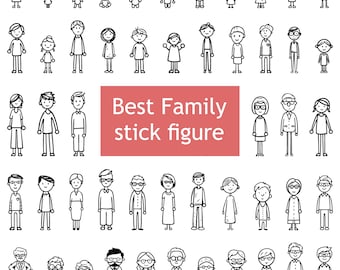 Stick Family Figures Clipart - SVG & PNG Stick People Clipart - Cricut Cut Files - Commercial Use - Instant Download - High Quality
