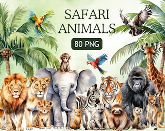 Safari PNG Clipart - 80 Transparent Safari Animals Huge PNG Bundle - Safari Clipart - High Quality PNGs - Commercial Use