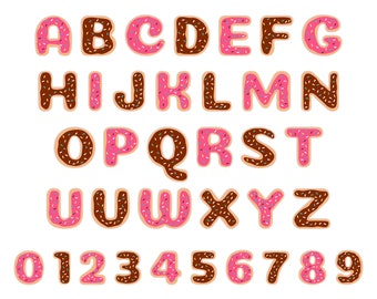 Donuts Font SVG - Alfabeto di ciambelle - Pacchetto di ciambelle digitali - Uso commerciale - Download istantaneo