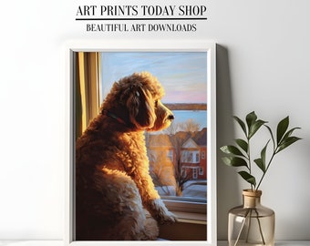 Goldendoodle Oil Painting Art Print: Dog Lover Gift (Digital Download)