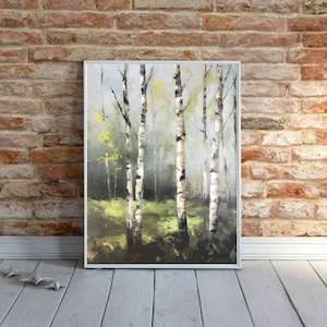 Birken Bäume Herunterladbare Wandkunst | Birken Baum Kunst | Sofortdownload | Digitale Kunst | Natur Kunst | Birkenölgemälde | Birken Dekor