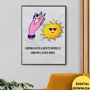 Evil Eye Print Art, Blue Evil Eye Wall Decor,  Turkish Evil Eye Poster, Printable Evil Eye, Modern Digital Room Decor