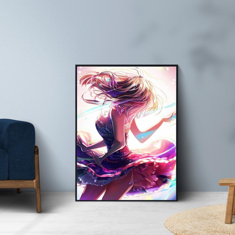 Dancing Anime Girl Poster Cute Anime Figure Wall Art - Etsy