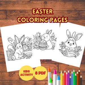 Easter Coloring Pages, Easter Printable Sheets For Kids, Easter Kids Activity Printable, Easter Bunny, Pdf Digital Download