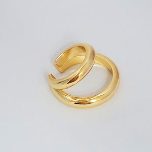 Double layers Ear Cuff - 18ct Gold Plated over 925 Sterling Silver, Ear Cuff, Single Earring, No Piercing, Minimalist, For Ear Cuff Lover