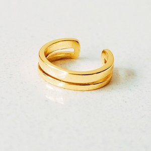 Elegant Double-Layered Ear Cuff in 925 Sterling Silver, 18ct Gold Plating, Minimalist Non-Piercing Earring, Cartilage Cuff, Helix Earring