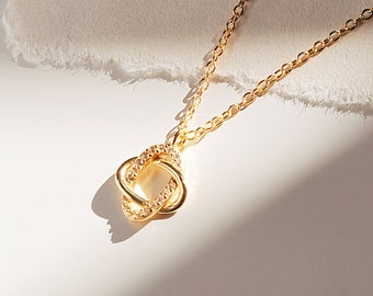 Liefdesknoopketting | Vergulde sterlingzilveren ketting met hanger | Sieradencadeau voor haar