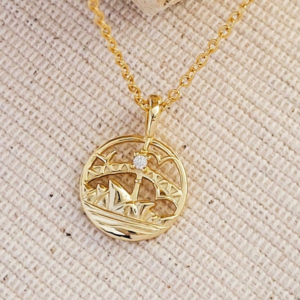 Sydney Necklace -  925 Sterling Silver with 18ct Gold plating, City of Dreams Collection, Gift for Her, Gift Idea, Pendant Necklace