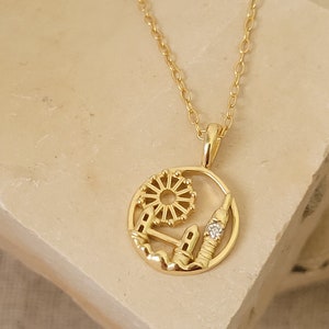London Pendant Necklace Gold Plated Sterling Silver Round Pendant Unique Necklace Jewellery Gift for Her