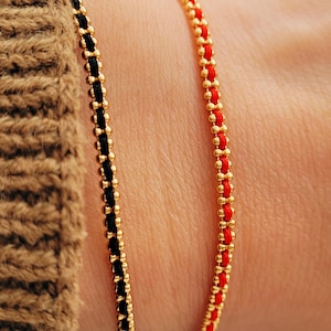 Gold Plated Sterling Silver String Bracelet Adjustable Friendship Bracelet Minimalist Delicate Jewellery Gift for Her
