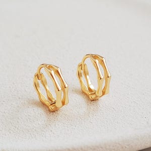 Double Hoop Huggie Earrings Bone Earrings Minimalist Small Gold Hoop Earrings