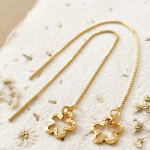 Bloemeninrijger oorbellen lange ketting oorbellen madeliefje doortrekoorbellen minimalistische bloemensieraden cadeau bruidsmeisje cadeau