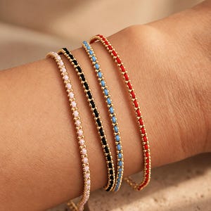 Pulsera de hilo en cadena dorada, pulsera de hilo tejido con plata de ley chapada en oro de 18k, pulsera de la amistad, regalo para tu mejor amiga.