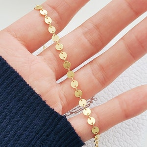Dainty Gold Disc Bracelet Minimalist Jewellery Gold Plated Sterling Silver Coin Bracelet for Women