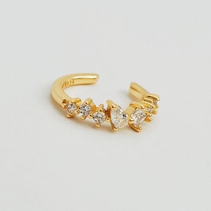 Gold Cluster Ear Cuff Earring Minimalist Earring Gold Plated Sterling Silver Non Pierced Ear Cuff Earring