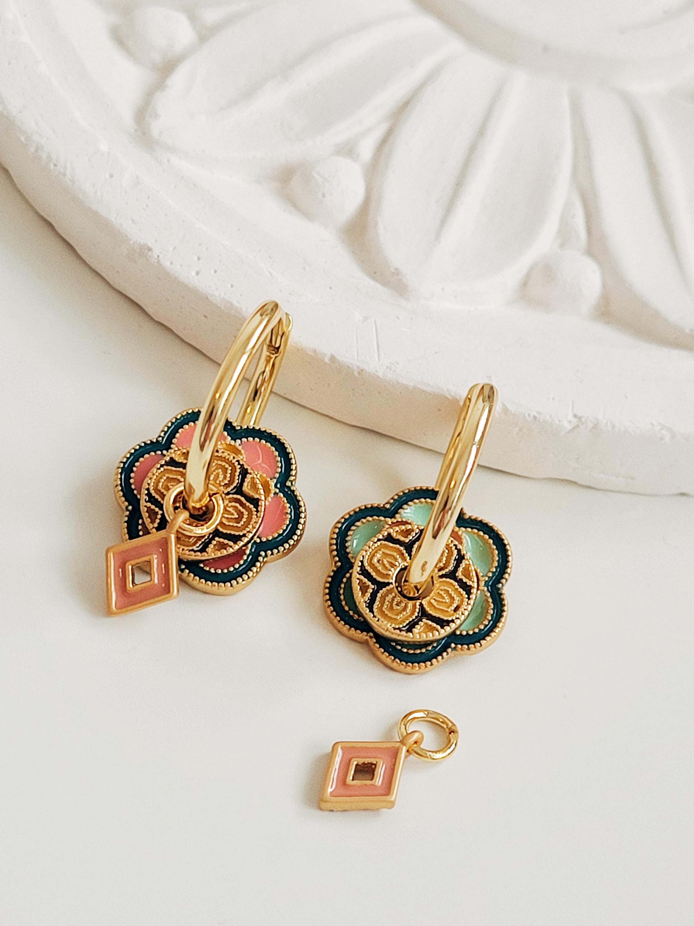 Orecchini Pendenti A Cerchio Placcati Oro 18K – Disco Geometrico Donna, Ipoallergenici, 2x6 Cm