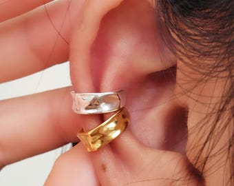 Ear Cuff Earring Gold Plated Sterling Silver Ear Cuff No Piercing Cartilage Hoop Earring Unique Handmade Jewellery Gift for Her