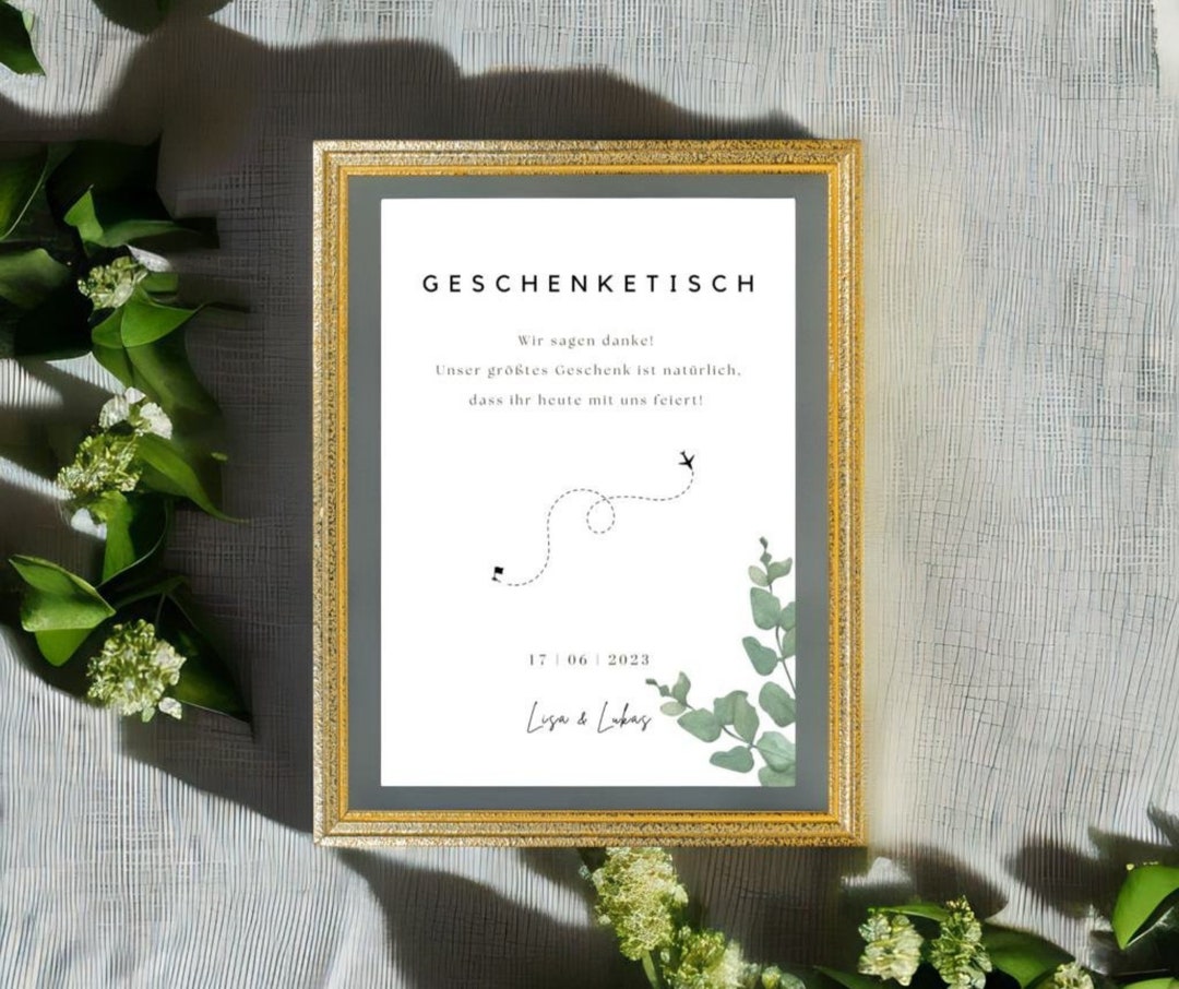 Hochzeitsdeko Geschenketisch Poster Hochzeitspräsente Canva Vorlage