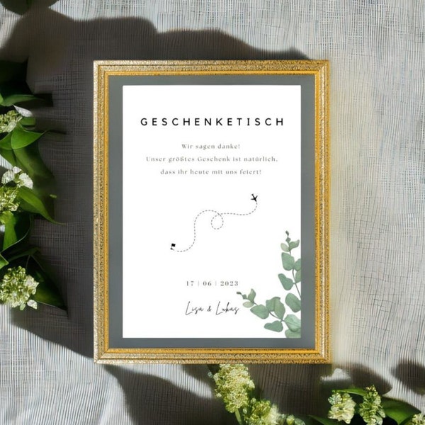 Hochzeitsdeko Geschenketisch Poster Hochzeitspräsente Canva Vorlage Hochzeits DIY Hochzeitsposter Geschenketischschild zum Ausdrucken