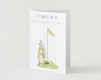 Golf Card For Father's Day | Time To Par-Tee | Putting Up With Us | Happy Father's Day | Father's Day | Golf Card | Greeting Card