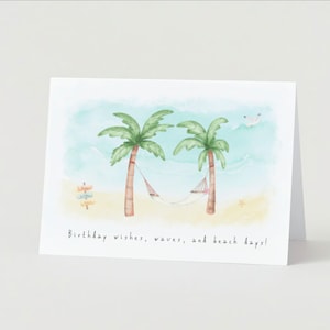 Happy Birthday Beach Day Card | Happy Beach Birthday! | Card For Anyone | Customized Birthday Card | Beach Birthday Card | Palm Trees |