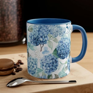 Blue Hydrangea Floral Mug