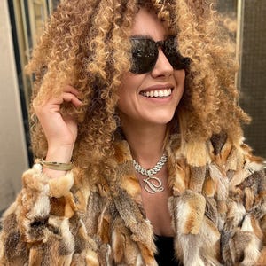 Naturpelz Echtes Vintage Pelz Fuchs Patchwork luxus Glam Mob Frau Stil altes Geld Viral Gold Braun Kamel Beige Rotfuchs Biker Frau Jacke