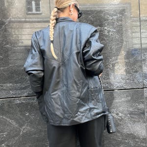 Black leather blazer vintage jacket