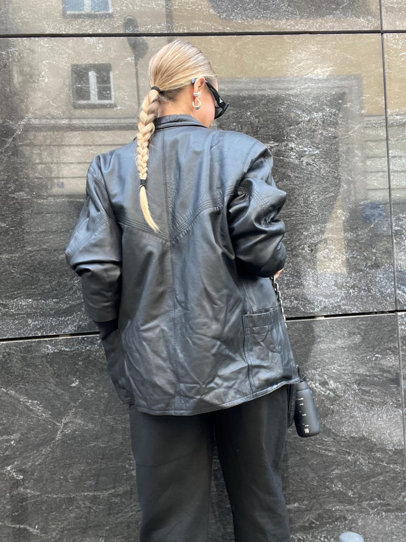 Black leather blazer vintage jacket