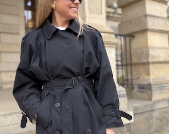 Vintage 80s or 90s Navy Blue Trench Coat - Etsy