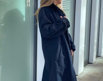 アクアスキュータム ヴィンテージコート ピュアウール ネイビーブルー