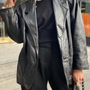 Black leather blazer vintage jacket