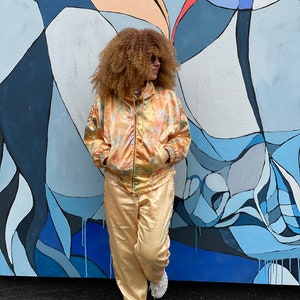 Vintage Yellow Sport Suit: 80s Satin Tracksuit Set