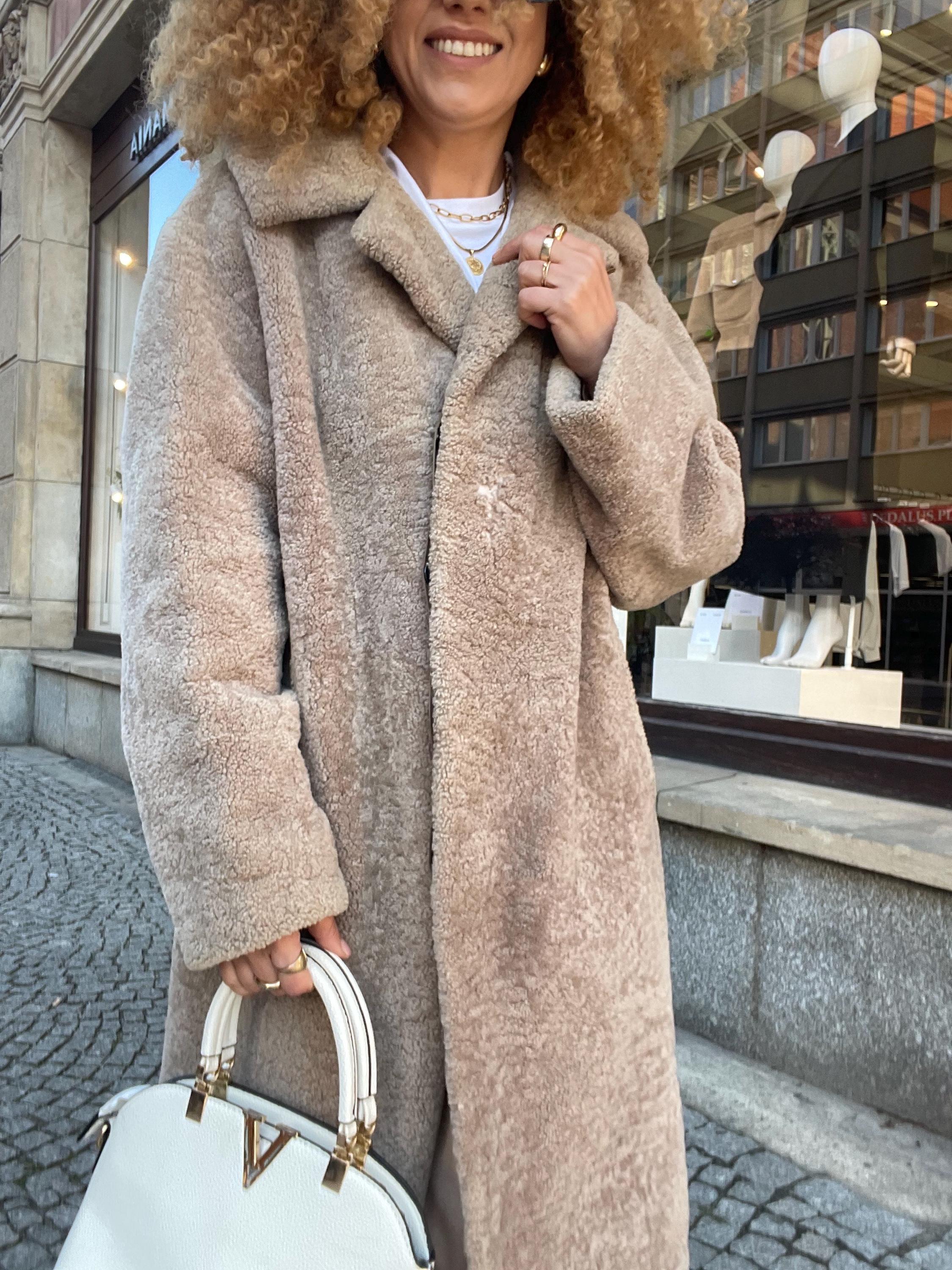 Vintage Curly Lamb Wool Fur Coat, Elegant Beige Maxi - Etsy