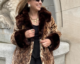 1980's Michel Alexis Leopard Faux Fur Coat - Size M - Etsy 日本