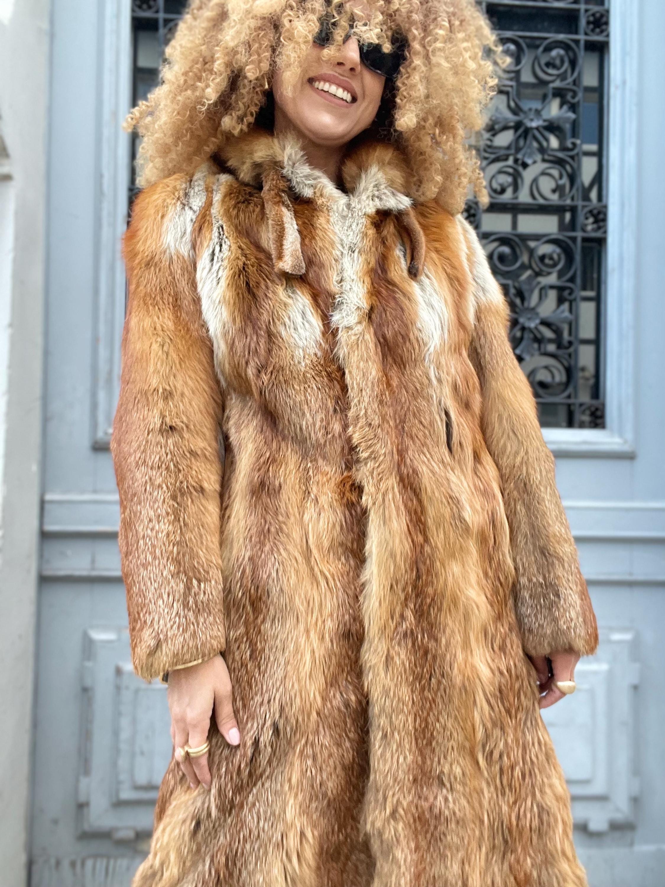 Naturalne prawdziwe futro Lis z lisa red fox fur ヴィンテージ mob