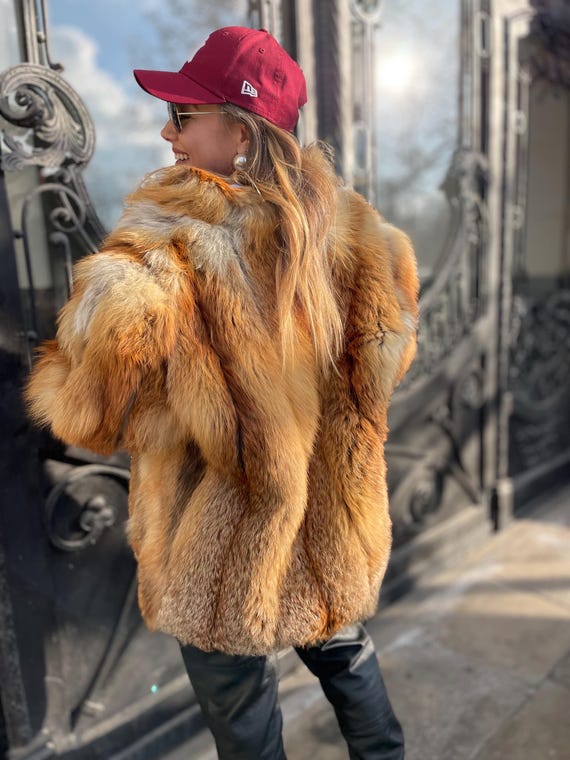 Vintage Real Fox Fur Genuine Fur Red Fox Gold Woman Luxury Old
